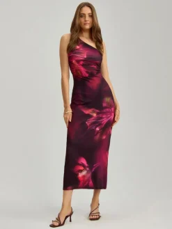Asymetryczna sukienka maxi bodycone w kwiaty