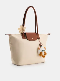 Beżowa torba shopper z klapką