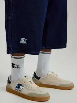 Beżowe skórzane sneakersy z motywem Starter