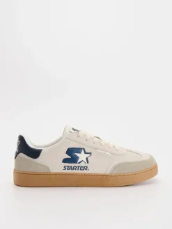 Beżowe skórzane sneakersy z motywem Starter