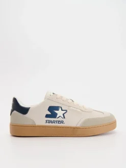 Beżowe zamszowe sneakersy z motywem Starter