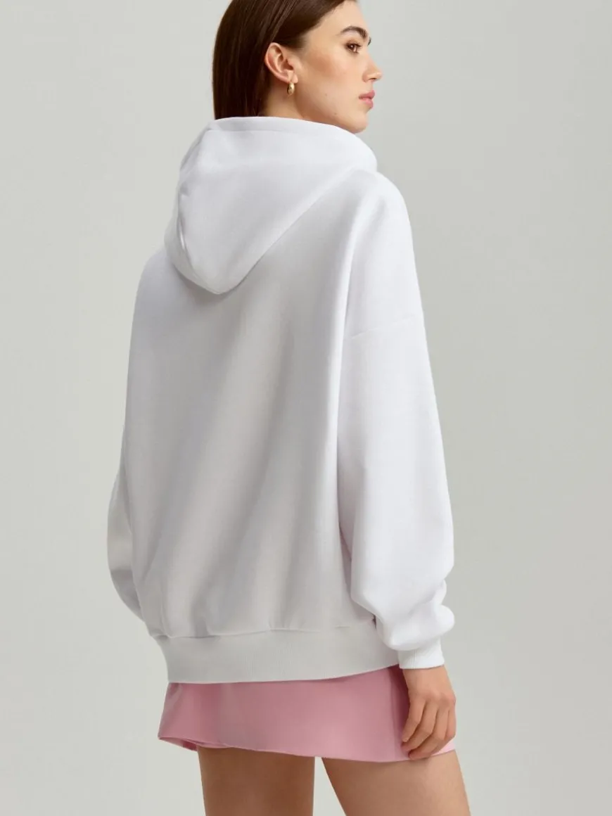 Biała bluza z kapturem i nadrukiem Girls Favs