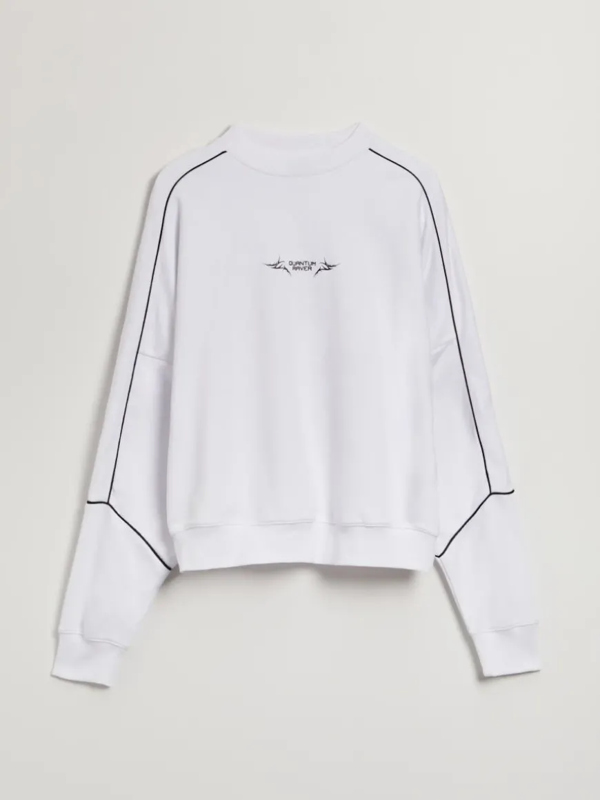 Biała bluza z nadrukiem boxy fit