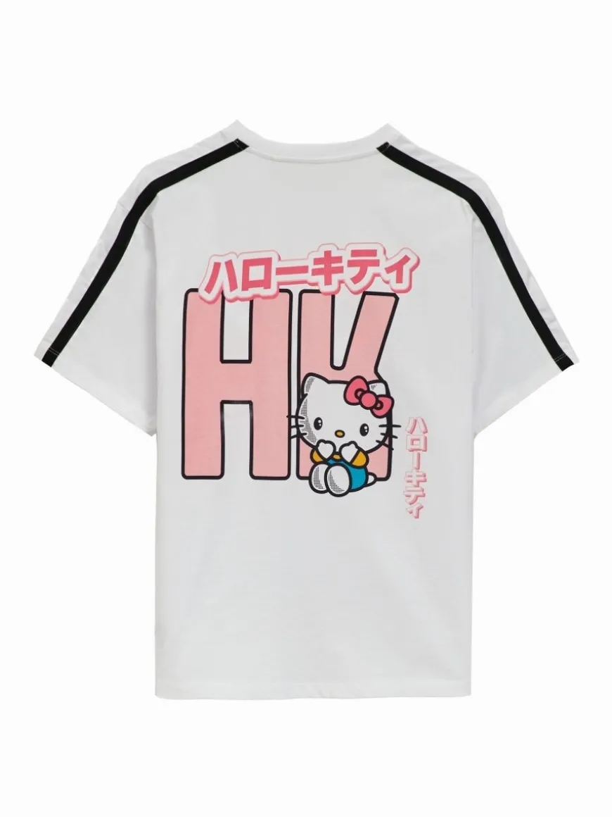 Biała koszulka oversize z motywami Hello Kitty