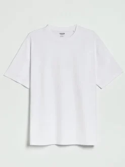 Biała koszulka z krótkim rękawem loose long basic