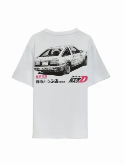 Biała koszulka z nadrukiem Initial D z przodu i z tyłu