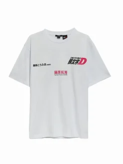 Biała koszulka z nadrukiem Initial D z przodu i z tyłu