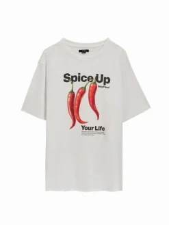 Biała koszulka z nadrukiem Spice Up