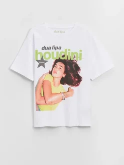 Biała koszulka z nadrukiem Dua Lipa Houdini