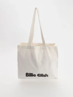 Biała torba bawełniana z nadrukiem Billie Eilish