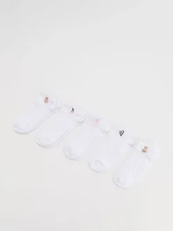 Białe skarpetki stopki z cute wzorami 5-pak