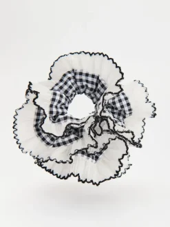 Biało-czarna gumka do włosów scrunchie