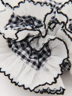 Biało-czarna gumka do włosów scrunchie
