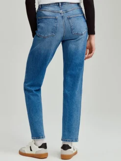 Błękitne jeansy mom slim fit