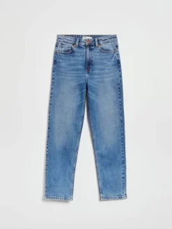 Błękitne jeansy mom slim fit