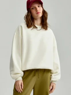 Bluza bombka crewneck kremowa