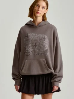Bluza z kapturem i motywem kul dyskotekowych z dżetów