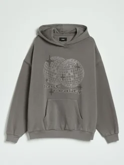 Bluza z kapturem i motywem kul dyskotekowych z dżetów