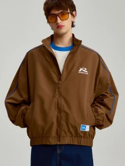 Brązowa sportowa kurtka przejściowa w stylu retro