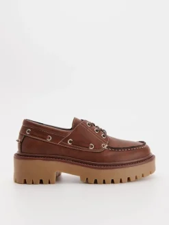 Brązowe loafersy z imitacji skóry