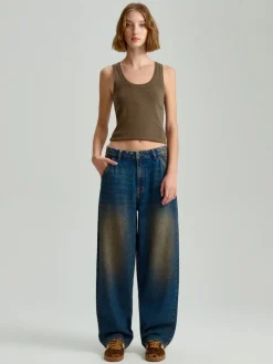 Ciemnogranatowe jeansy baggy fit