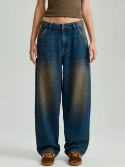 Ciemnogranatowe jeansy baggy fit