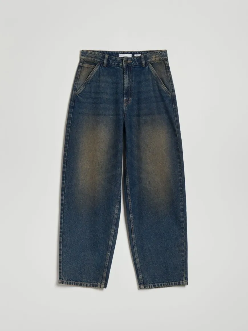 Ciemnogranatowe jeansy baggy fit