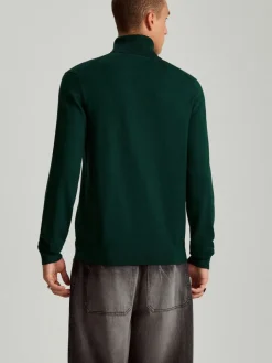 Ciemnozielony sweter slim fit z golfem
