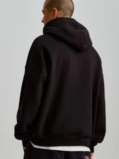 Czarna bluza z kapturem i nadrukiem oversize