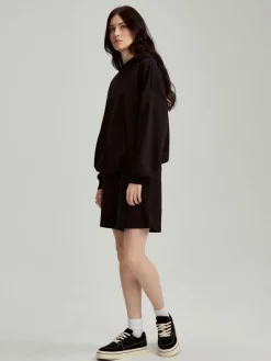 Czarna gładka bluza loose fit z kapturem