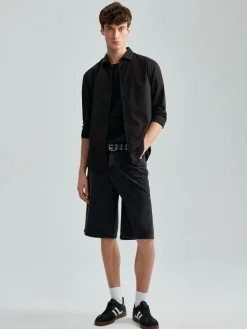 Czarna koszula z długim rękawem super slim fit