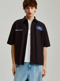 Czarna koszula z krótkim rękawem Ford