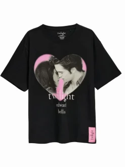 Czarna koszulka loose fit z nadrukiem Twilight