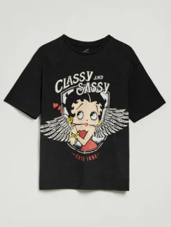 Czarna koszulka oversize z nadrukiem Betty Boop