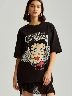 Czarna koszulka oversize z nadrukiem Betty Boop