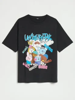 Czarna koszulka z nadrukiem BT21 Universtar