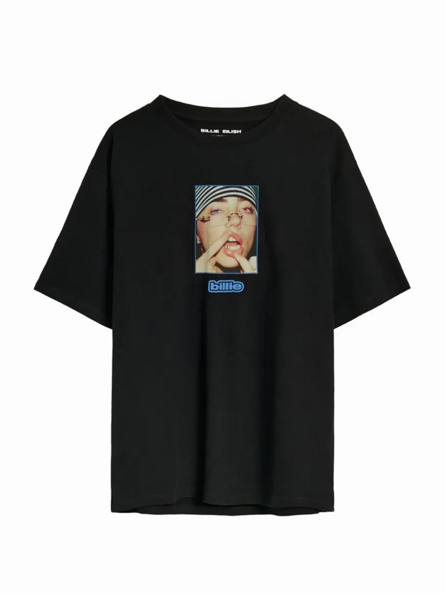 Czarna koszulka z nadrukiem Billie Eilish