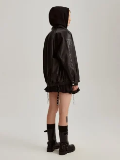 Czarna kurtka bomber oversize z napisami