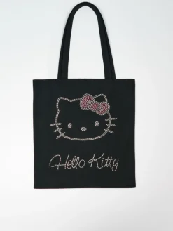 Czarna torba bawełniana z aplikacją Hello Kitty