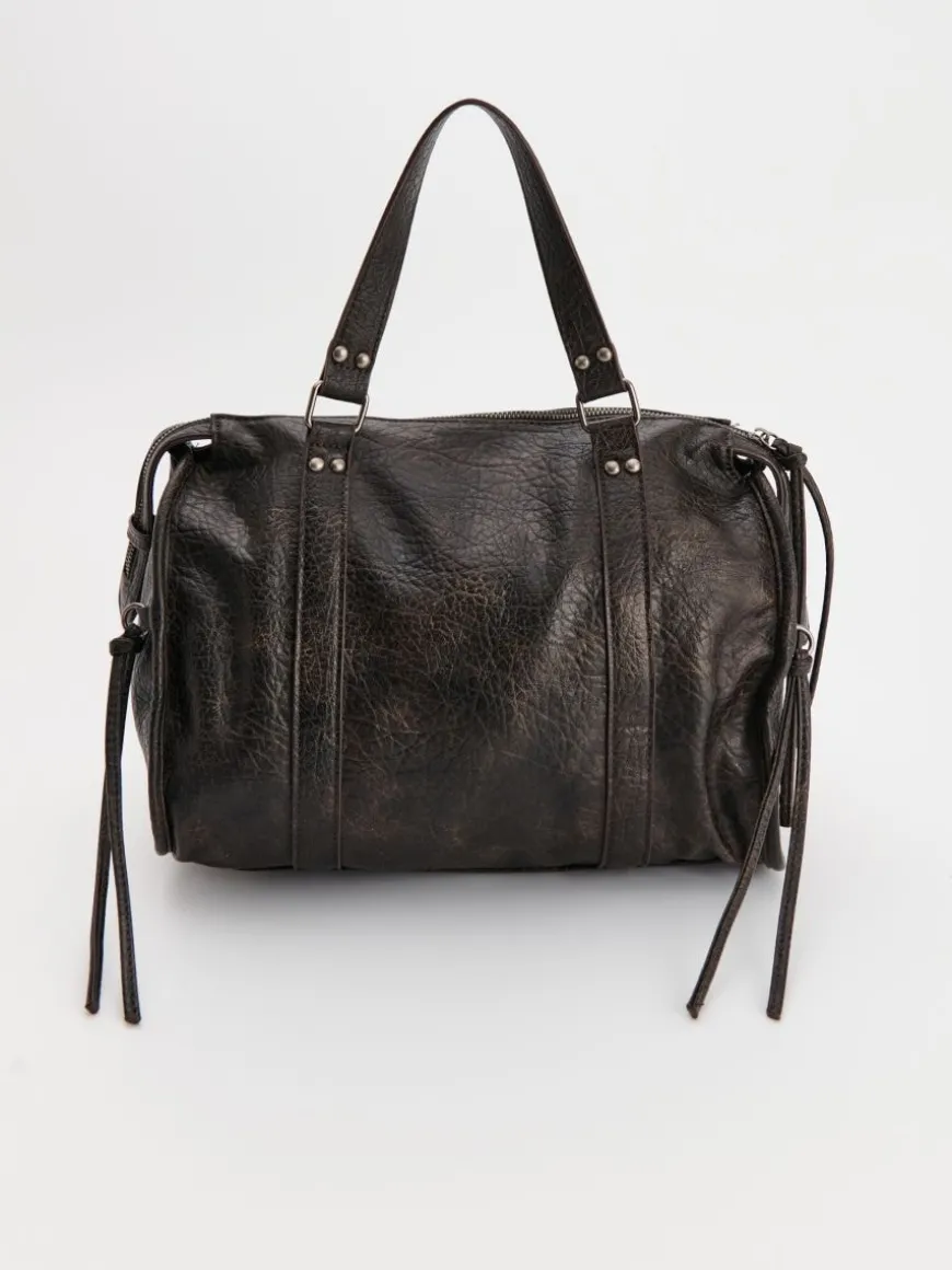 Czarna torba shopper w stylu vintage