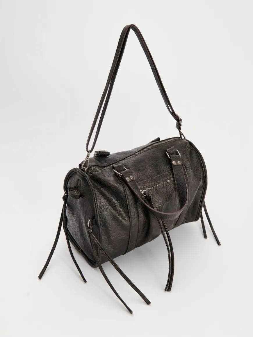Czarna torba shopper w stylu vintage