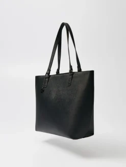 Czarna torba shopper z zawieszką