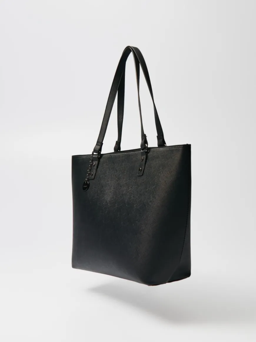 Czarna torba shopper z zawieszką