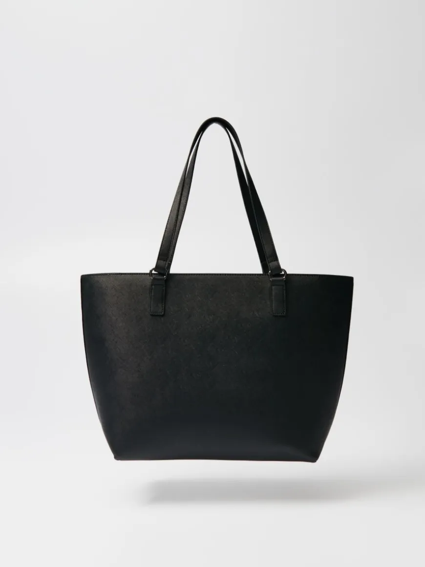 Czarna torba shopper z zawieszką