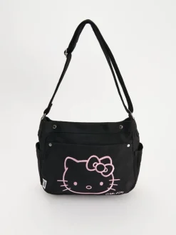 Czarna torebka z haftem Hello Kitty