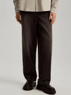 Czarne jeansy baggy fit z efektem sprania