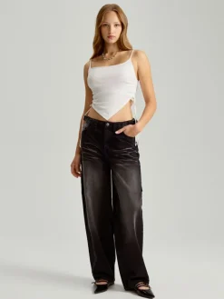 Czarne jeansy baggy fit z efektem sprania