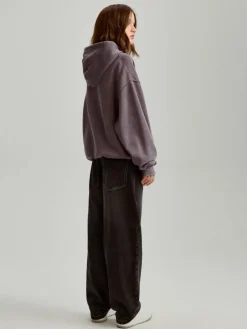 Czarne jeansy baggy fit z efektem acid wash