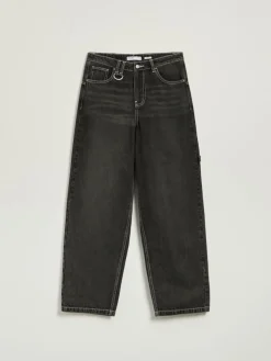 Czarne jeansy baggy fit z efektem acid wash