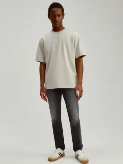 Czarne jeansy slim fit z efektem sprania